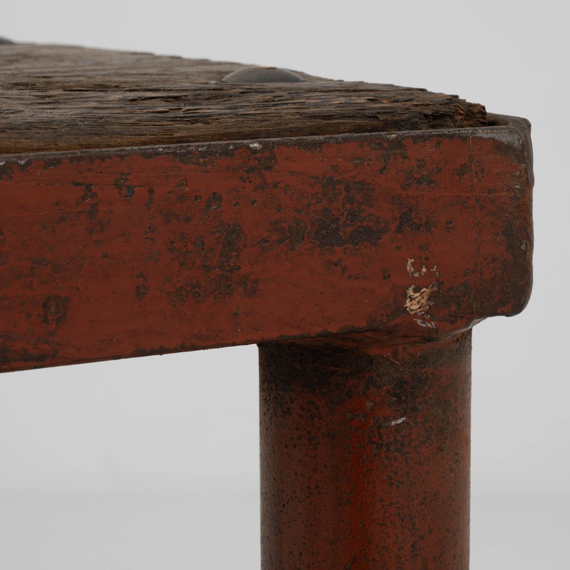 20th Century French Industrial Table With Wooden Top For Sale 2