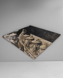 20th Century French Industrial Wall Artwork, Metal Panel, Signed, 72"