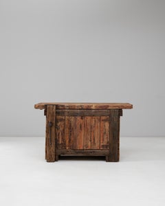 20th Century French Industrial Wooden Work Table with Rustic Design