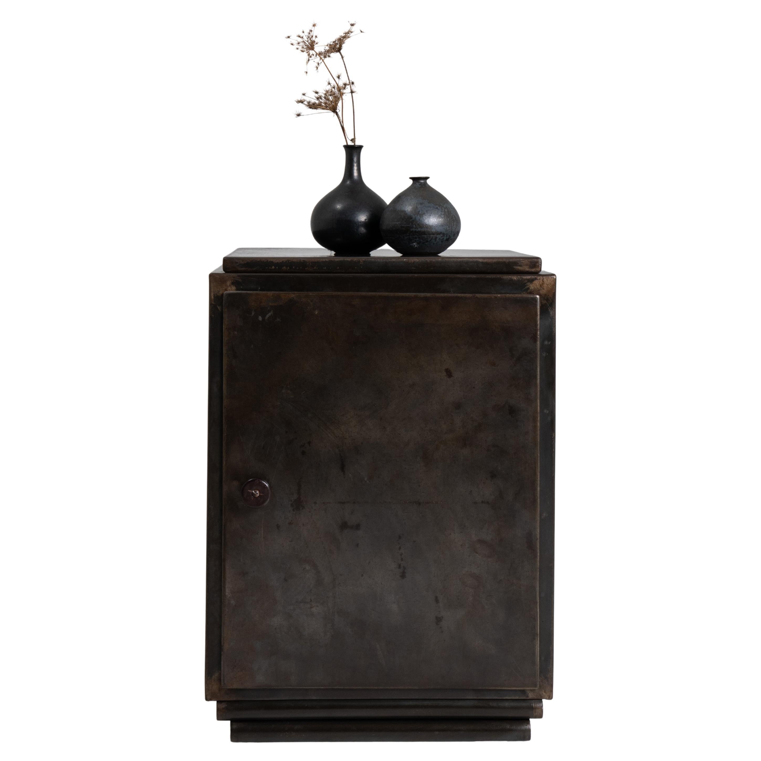 20th Century French Iron Art Deco 1-Door Cabinet For Sale