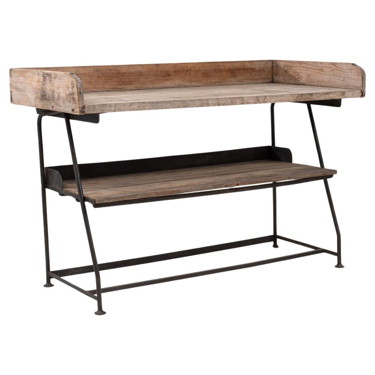 20th Century French Iron Bakery Table with Wooden Top