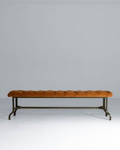 20th Century French Iron Bench With Upholstered Seat