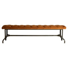 20th Century French Iron Bench With Upholstered Seat 20th Century French Iron Bench With Upholstered Seat