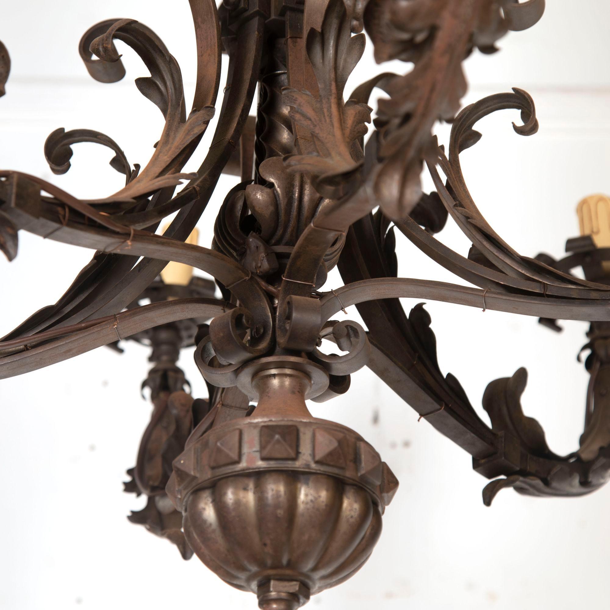 20th Century French Iron Chandelier For Sale 1