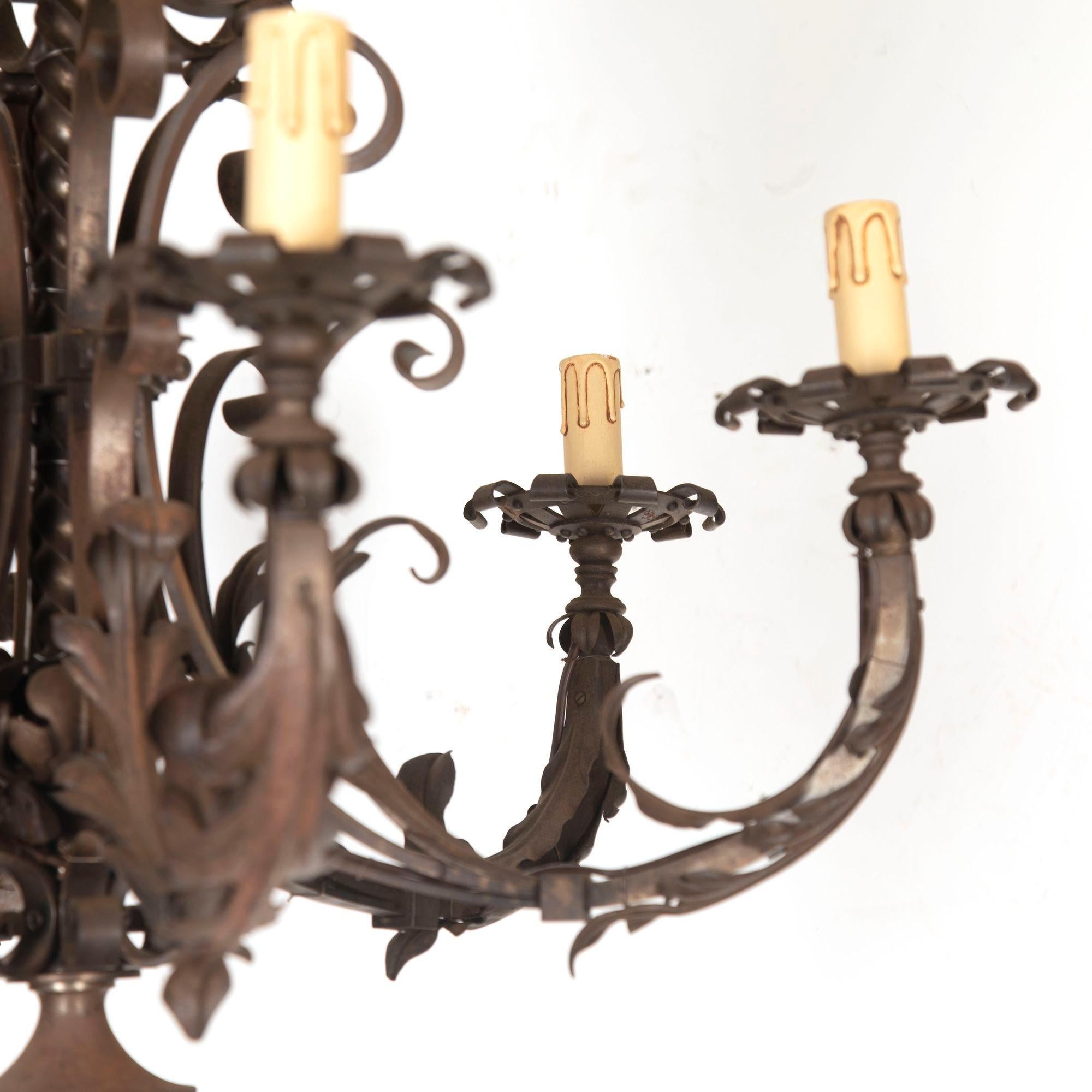 20th Century French Iron Chandelier For Sale 2