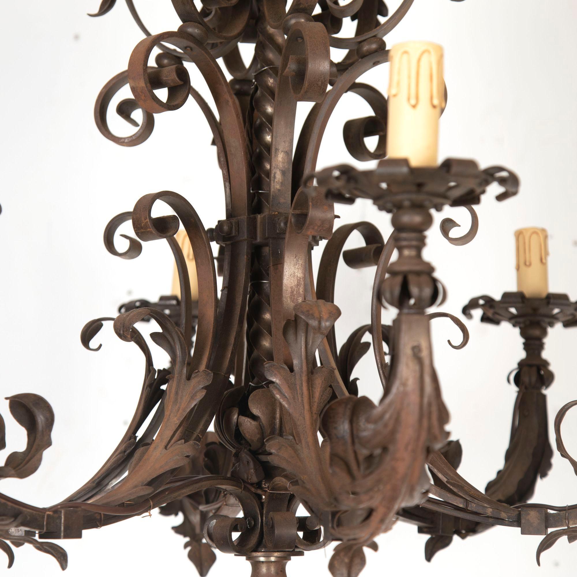 20th Century French Iron Chandelier For Sale 3