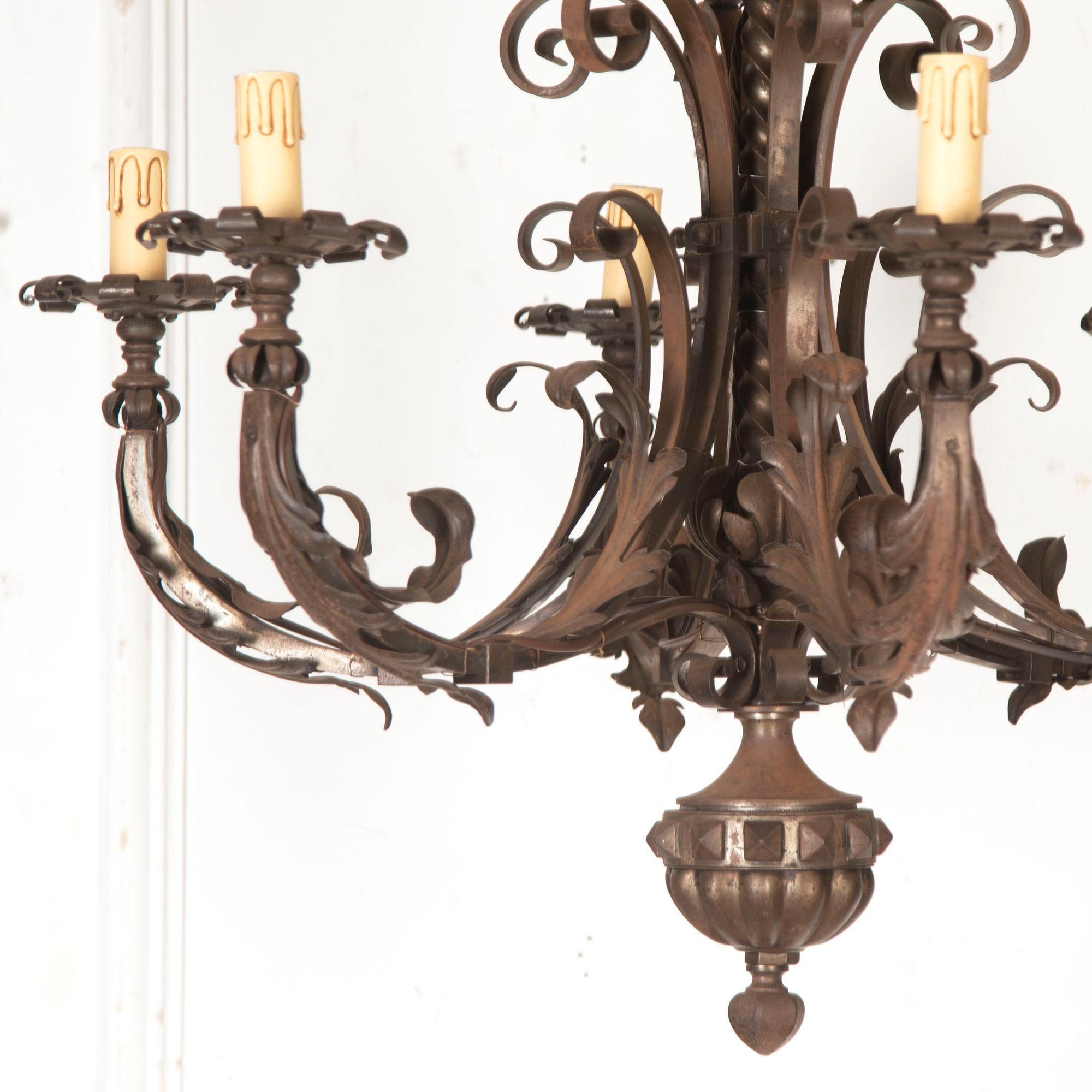 20th Century French Iron Chandelier For Sale 5