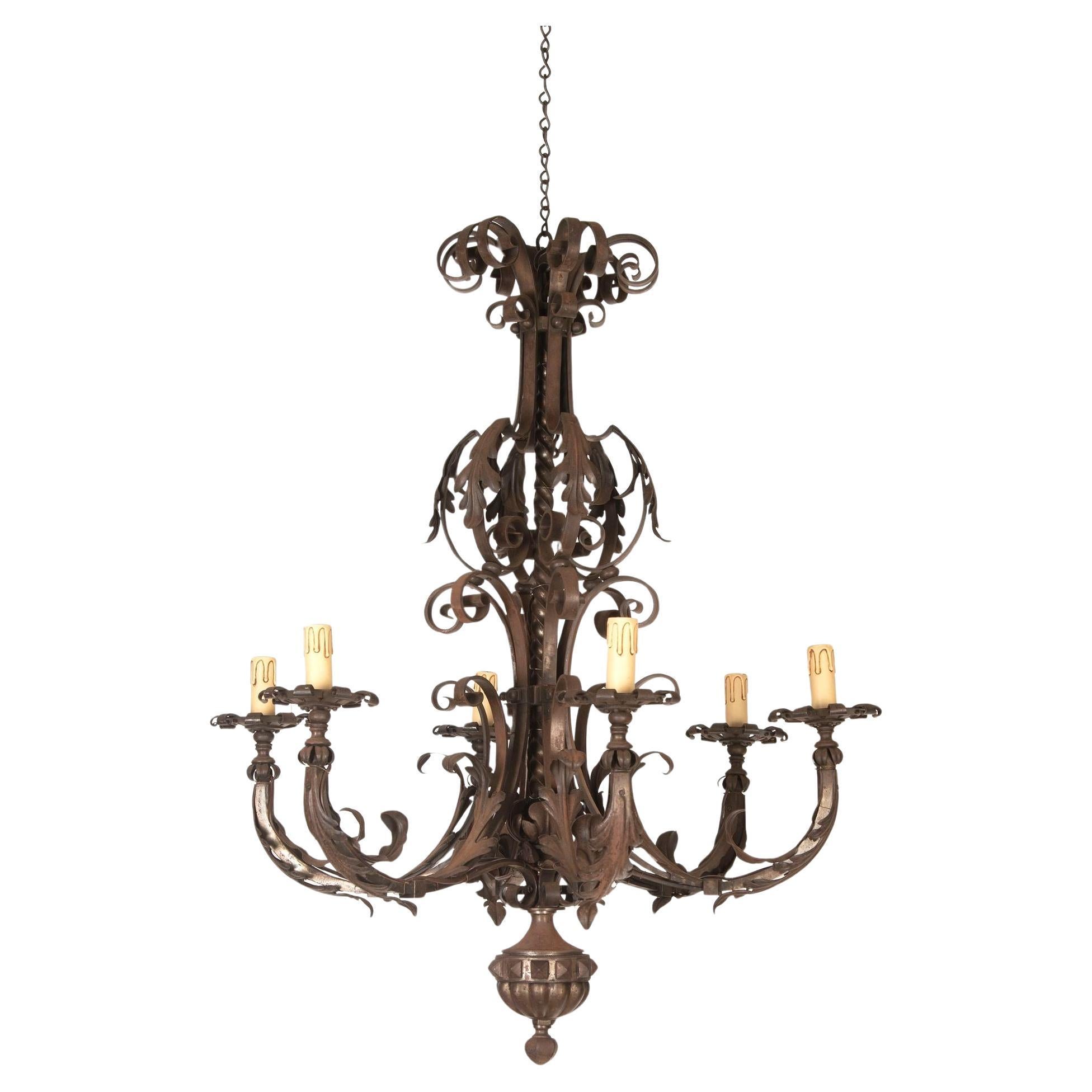 20th Century French Iron Chandelier