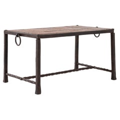 20th Century French Iron Coffee Table with Ceramic Top