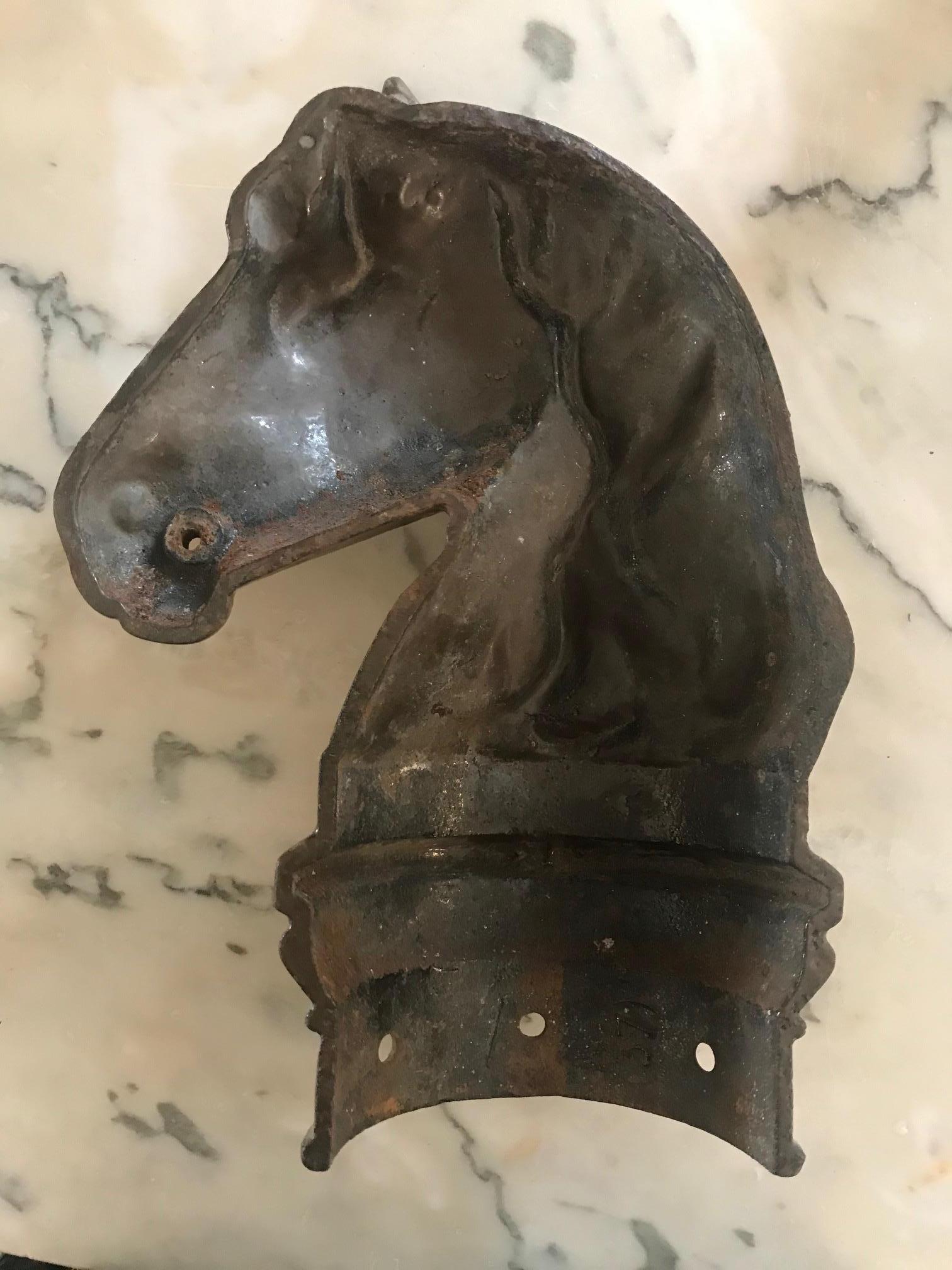 20th Century French Iron Head's Horse Ornament For Sale 2