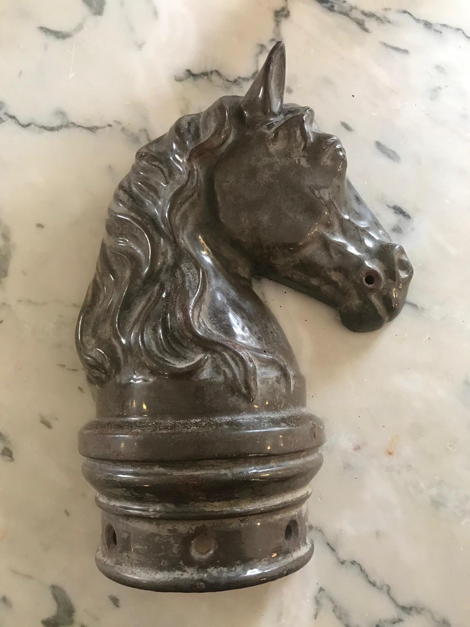 20th Century French Iron Head's Horse Ornament For Sale 5