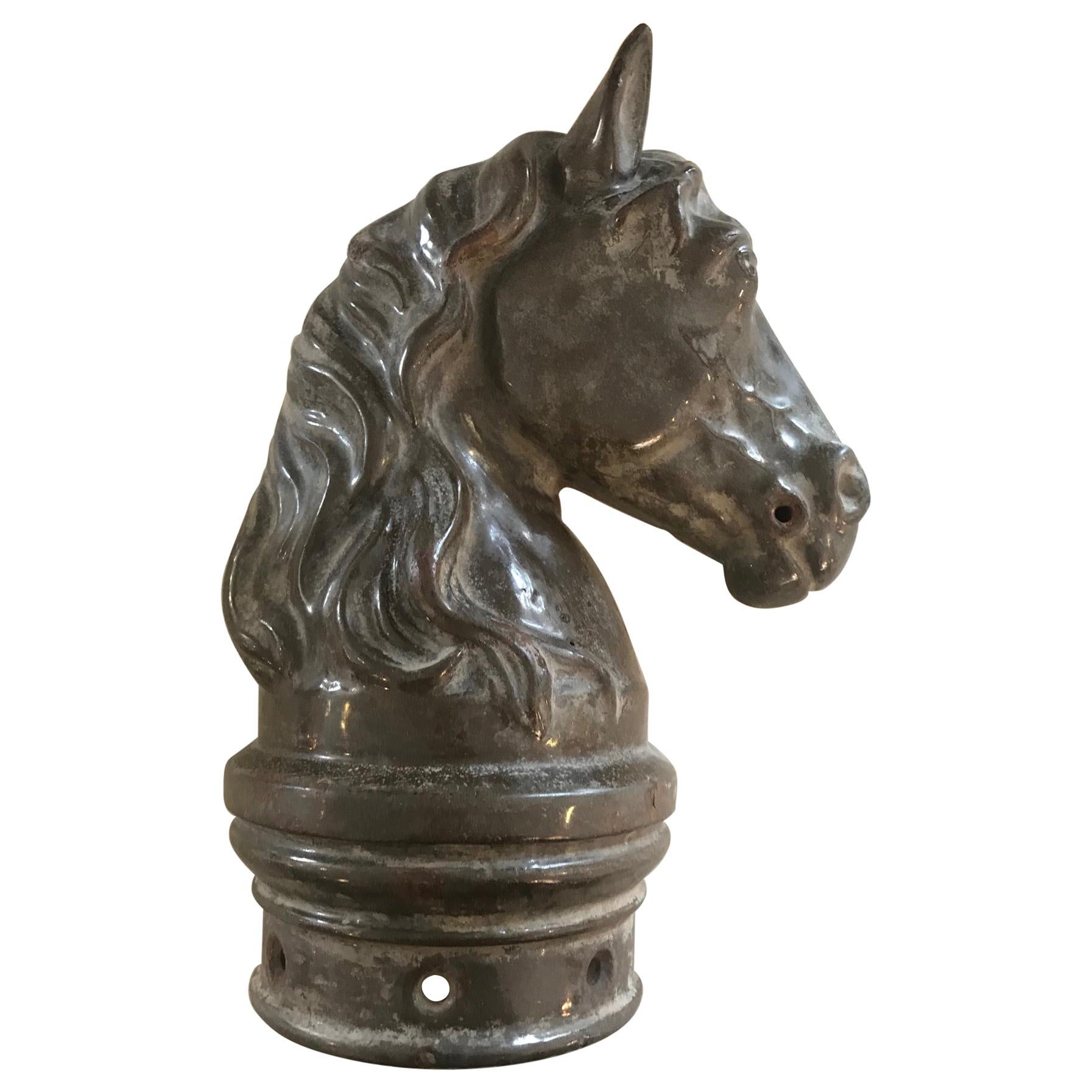 20th Century French Iron Head's Horse Ornament For Sale