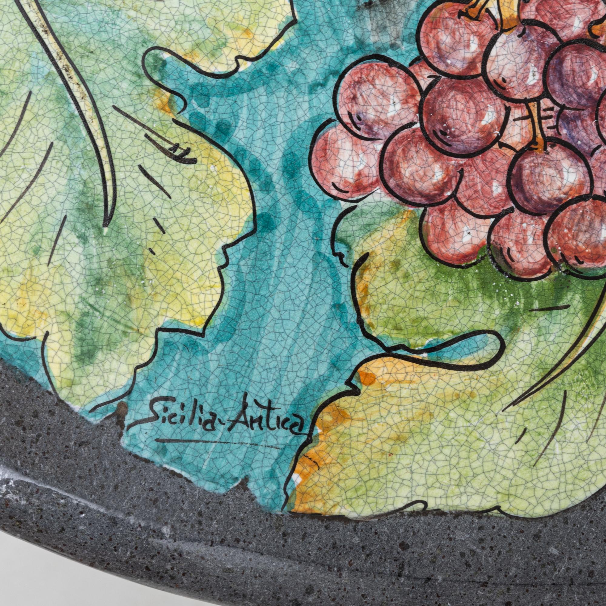 Table en fer mosaïque du 20e siècle avec plateau en céramique Silica Antica peinte en vente 5