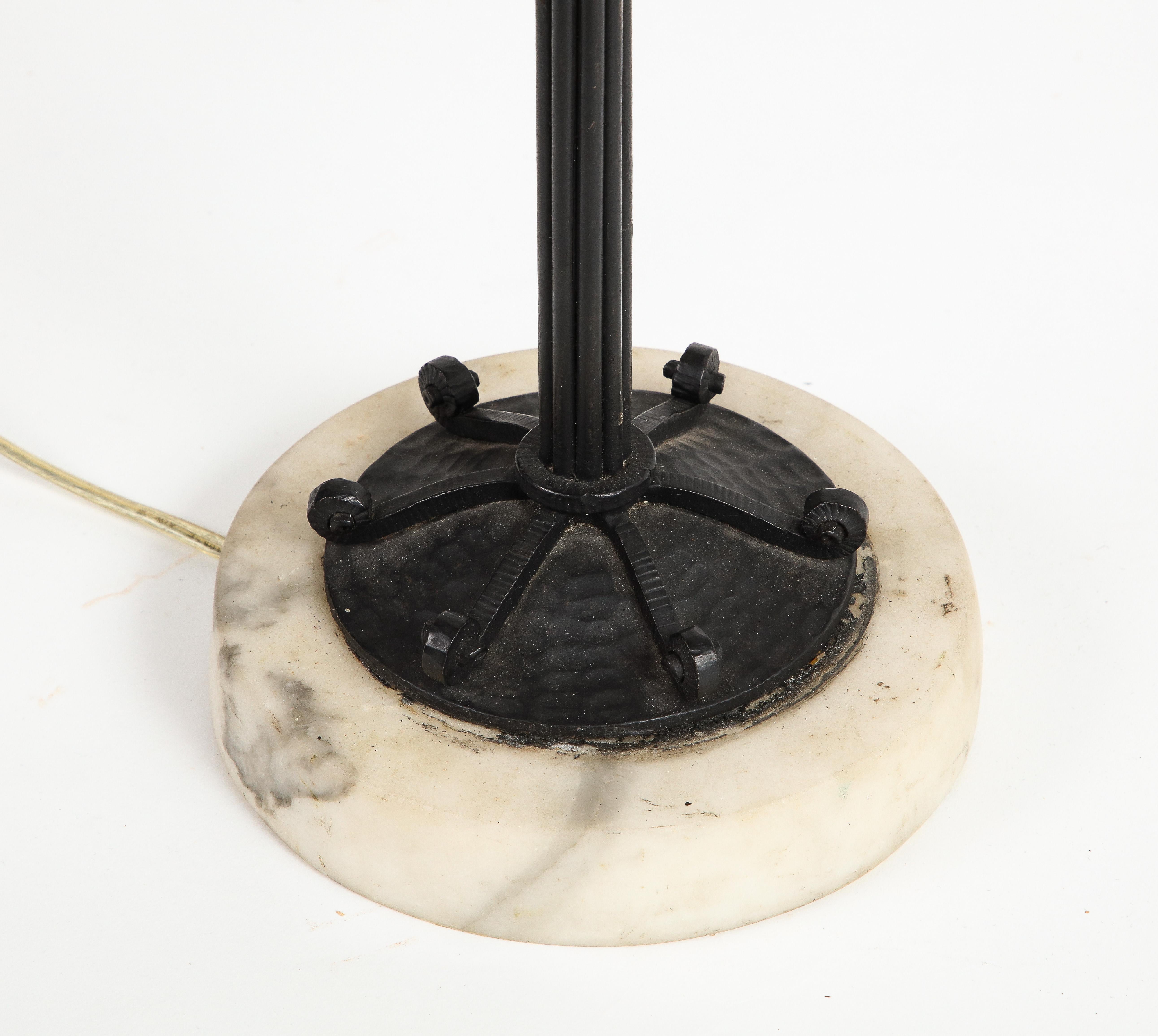 20th Century French Iron Table Lamp on Marble Base For Sale 6