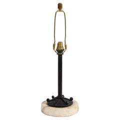 Vintage 20th Century French Iron Table Lamp on Marble Base