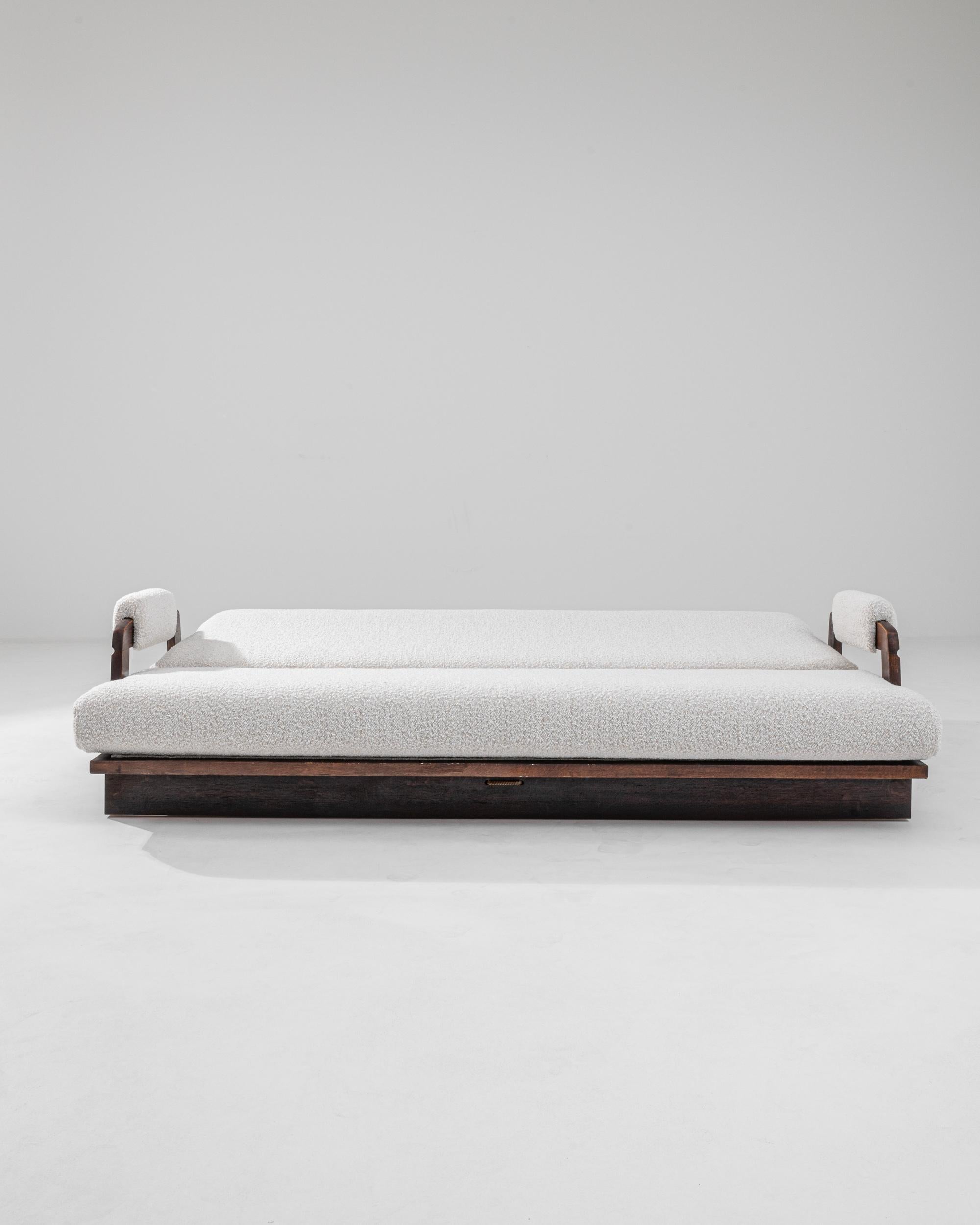 Czech 20th Century French Ivory Boucle Sofa Bed