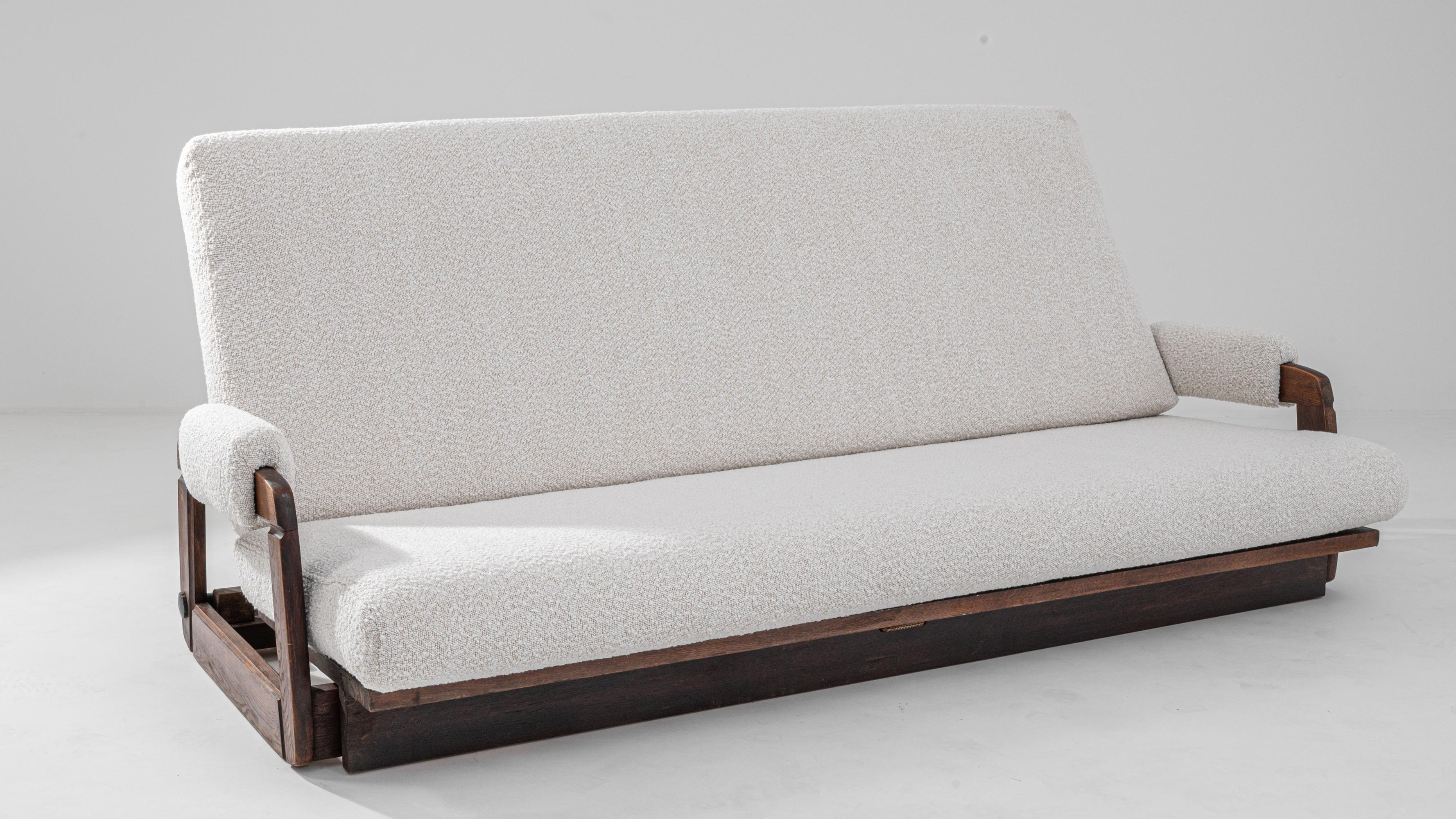 Bouclé 20th Century French Ivory Boucle Sofa Bed For Sale