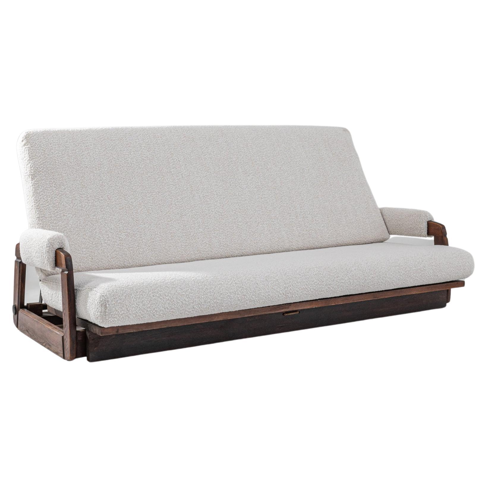 20th Century French Ivory Boucle Sofa Bed For Sale