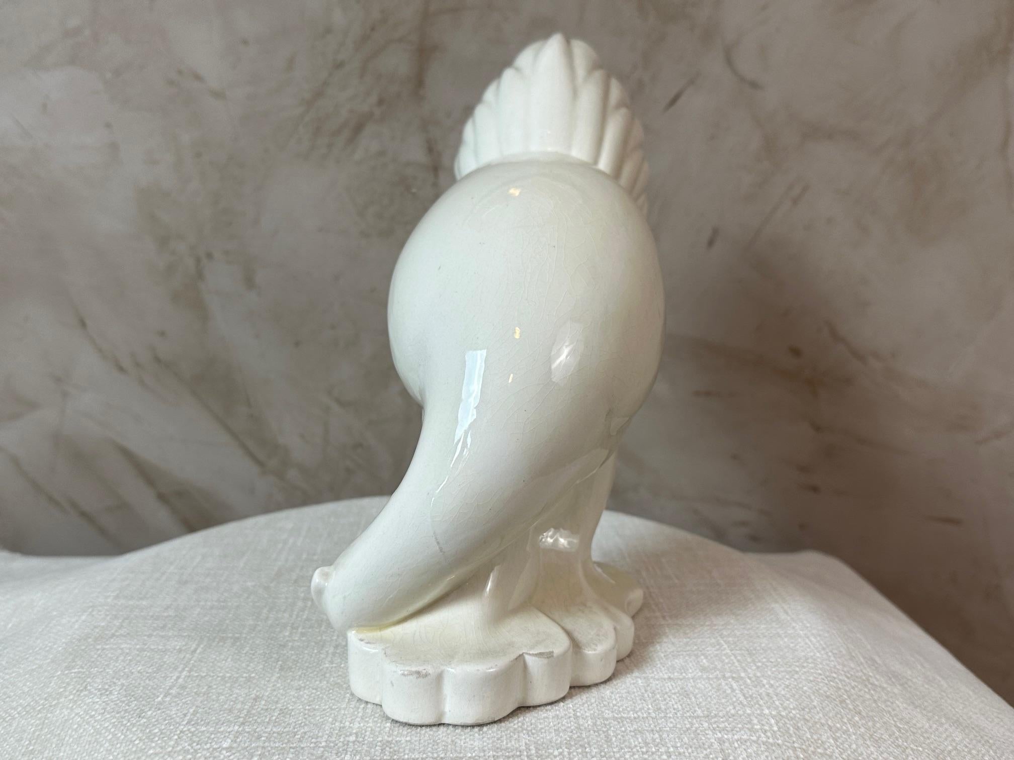 20th century French Jacques Adnet Earthenware Chicken Sculpture, 1930s For Sale 2