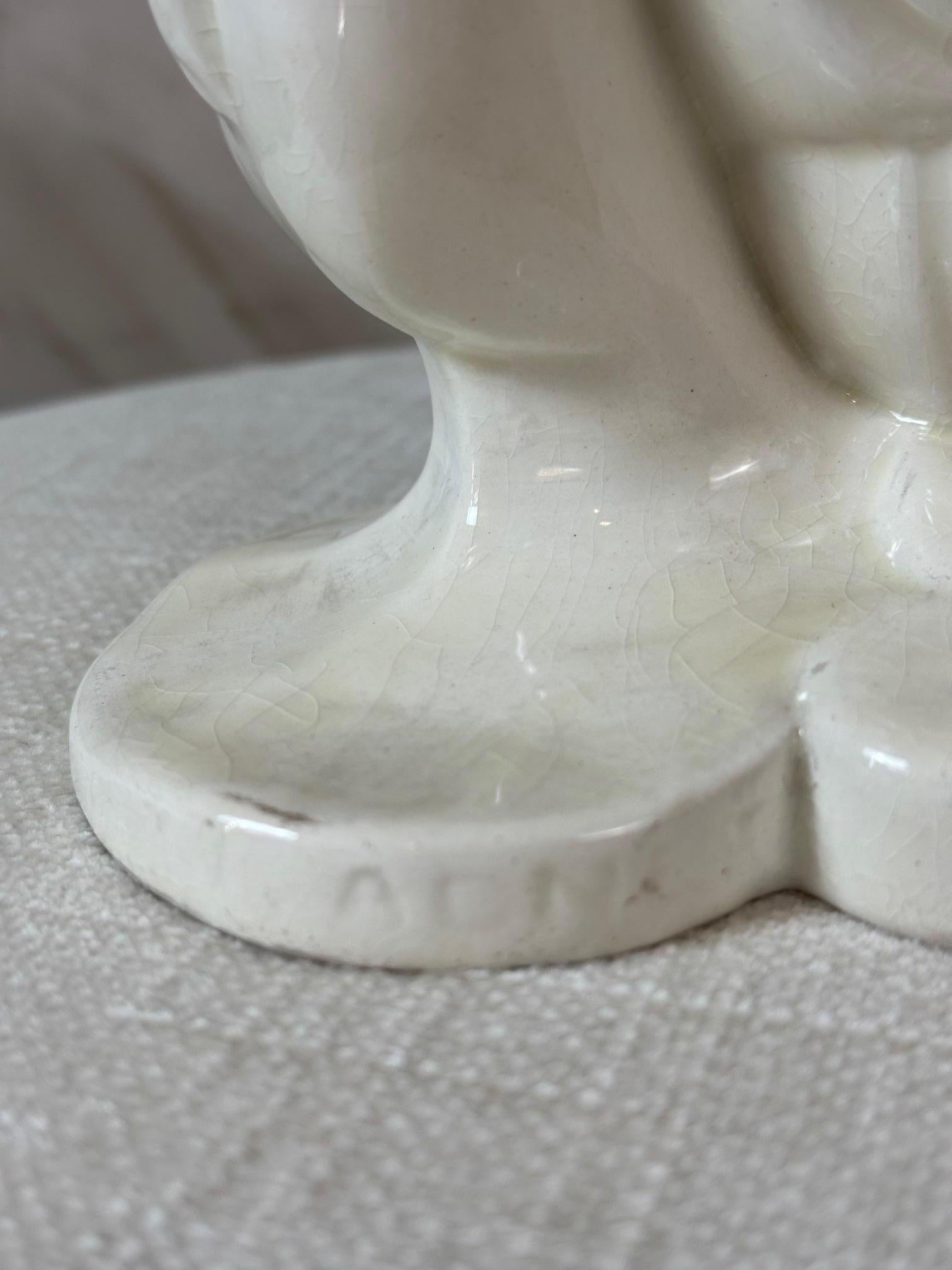 20th century French Jacques Adnet Earthenware Chicken Sculpture, 1930s For Sale 4