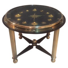 20th Century, French Jacques Adnet Hunting Court Clock Coffee Table, 1950s