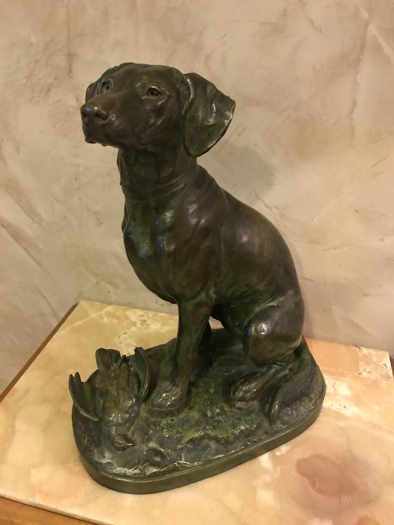 20th Century French Jules Edmond Masson Dog Bronze, 1920s In Good Condition In LEGNY, FR