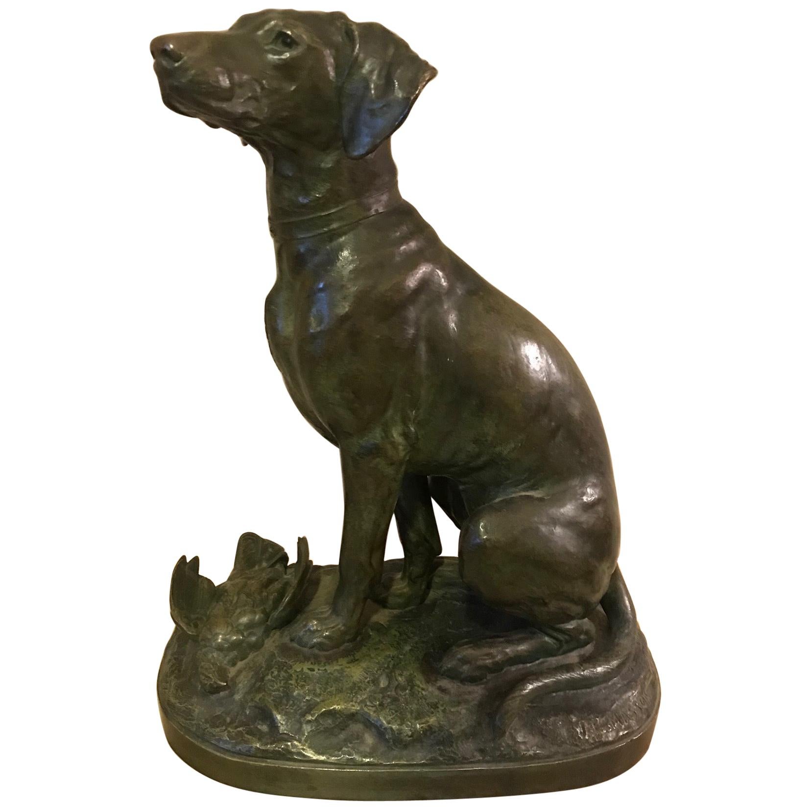20th Century French Jules Edmond Masson Dog Bronze, 1920s