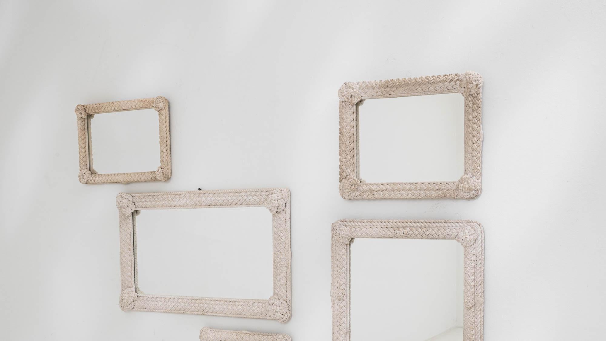 20th Century French Knot White Patinated Mirrors, Set of Five 5