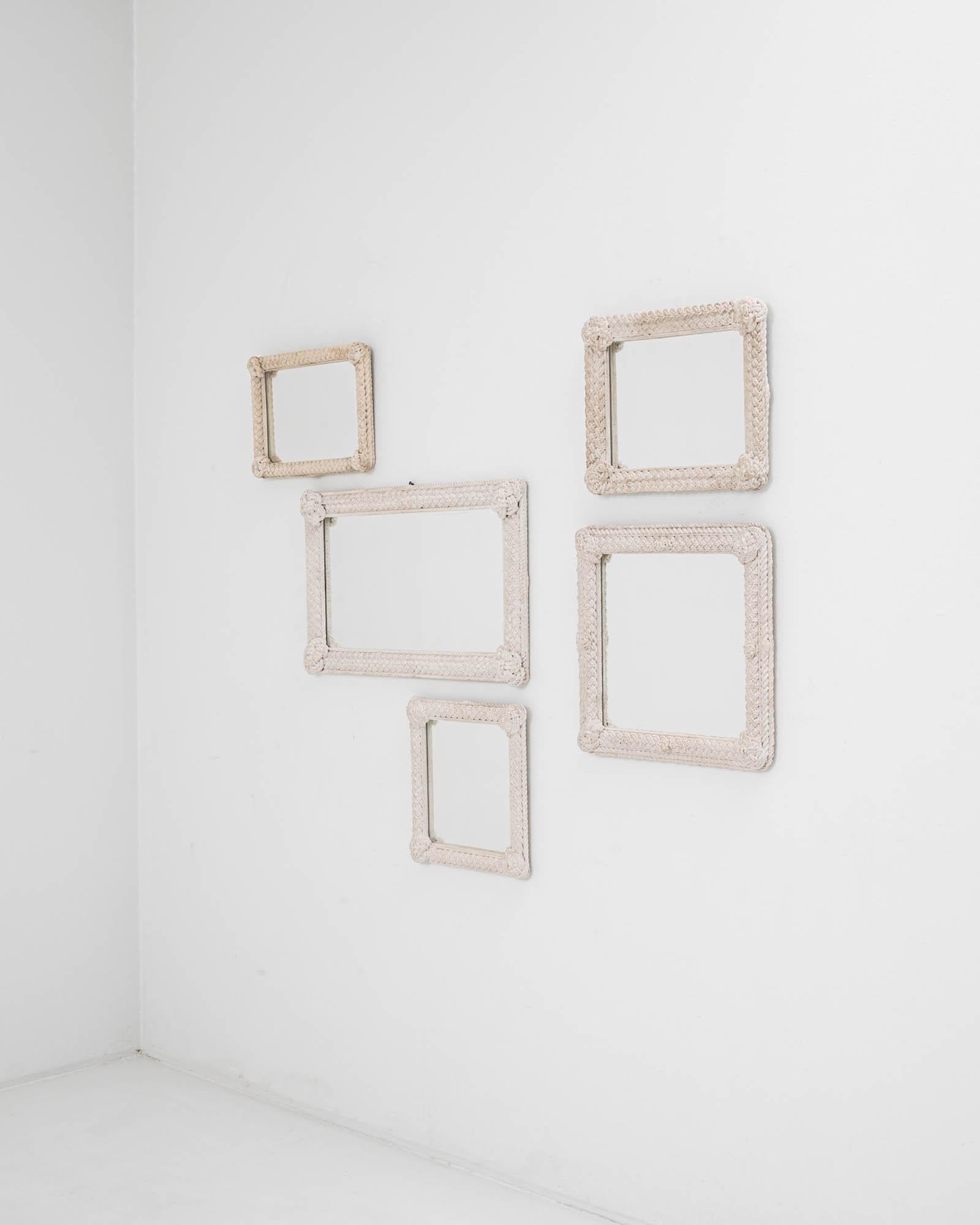 20th Century French Knot White Patinated Mirrors, Set of Five 1