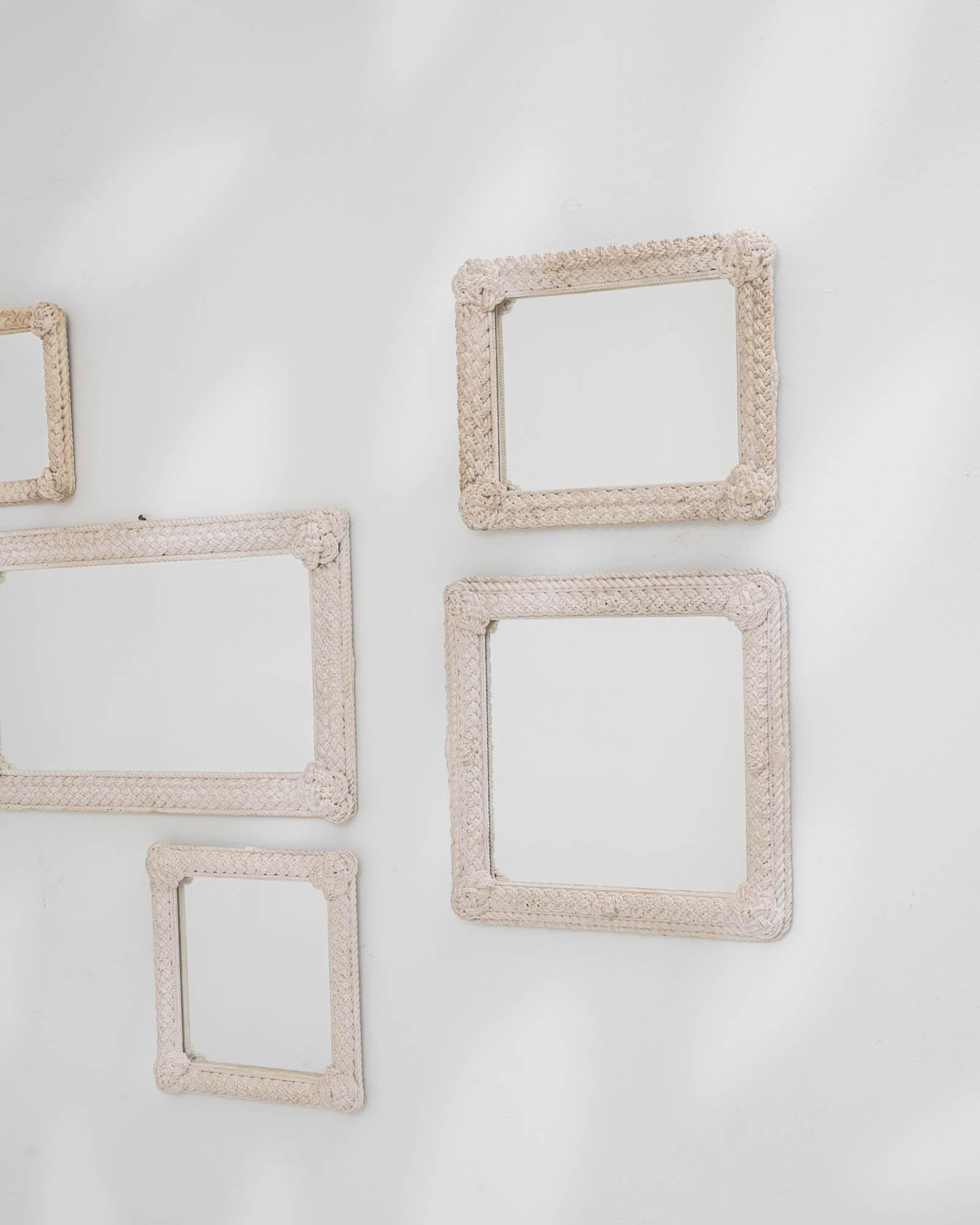 20th Century French Knot White Patinated Mirrors, Set of Five 4