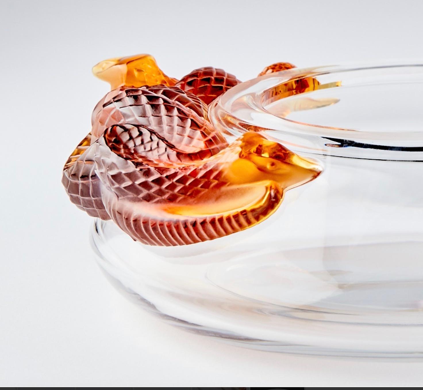 Cuenco decorativo de serpiente de cristal moldeado Lalique francés del siglo XX en venta 1