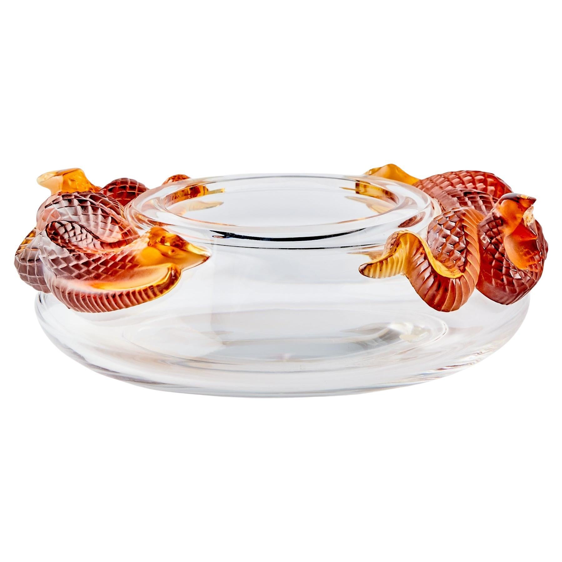 20th Century French Lalique Molded Glass Serpent Decorative Bowl