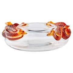 20th Century French Lalique Molded Glass Serpent Decorative Bowl