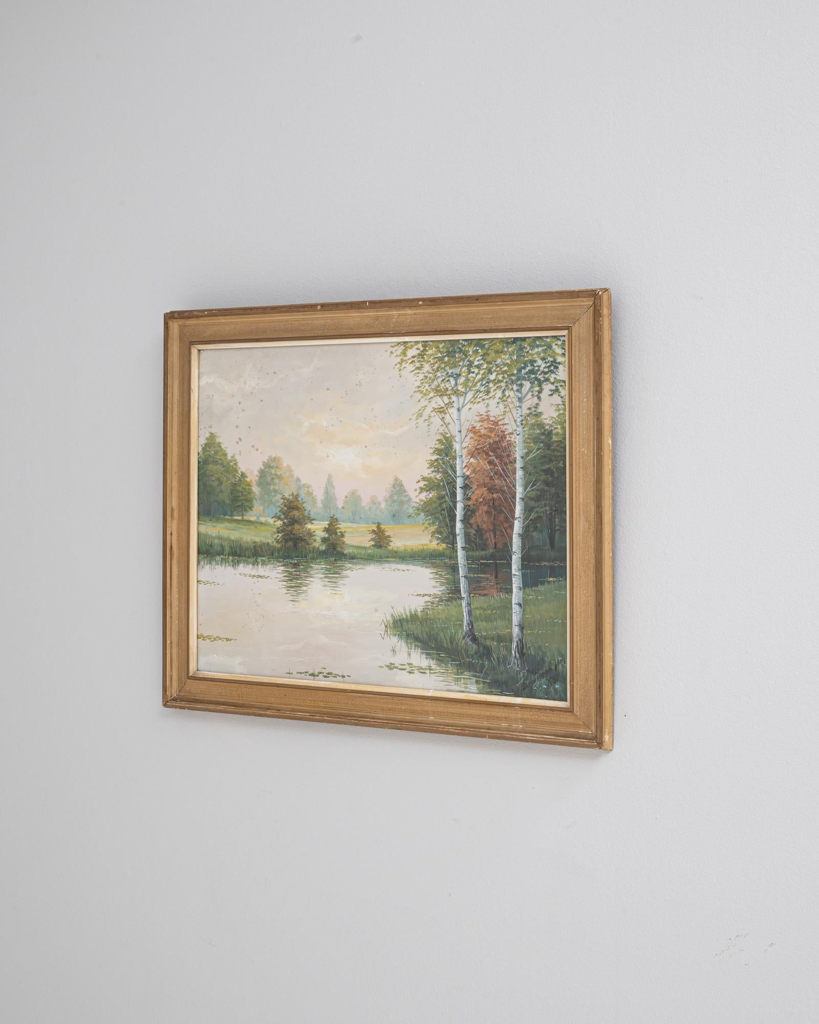 Französisches Landschaftsgemälde des 20. Jahrhunderts mit vergoldetem Holzrahmen (Europäisch) im Angebot