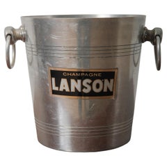 20th Century French Lanson Aluminum Champagne Bucket with Ring Handles