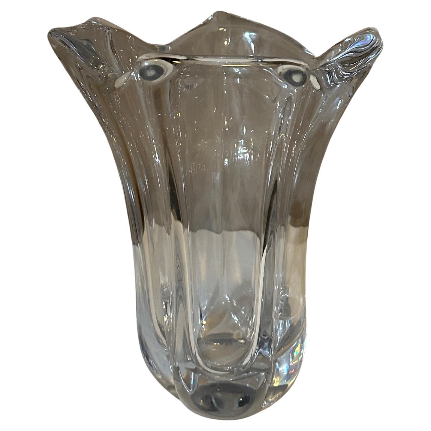 20th century French Large Crystal Daum Vase, 1960s