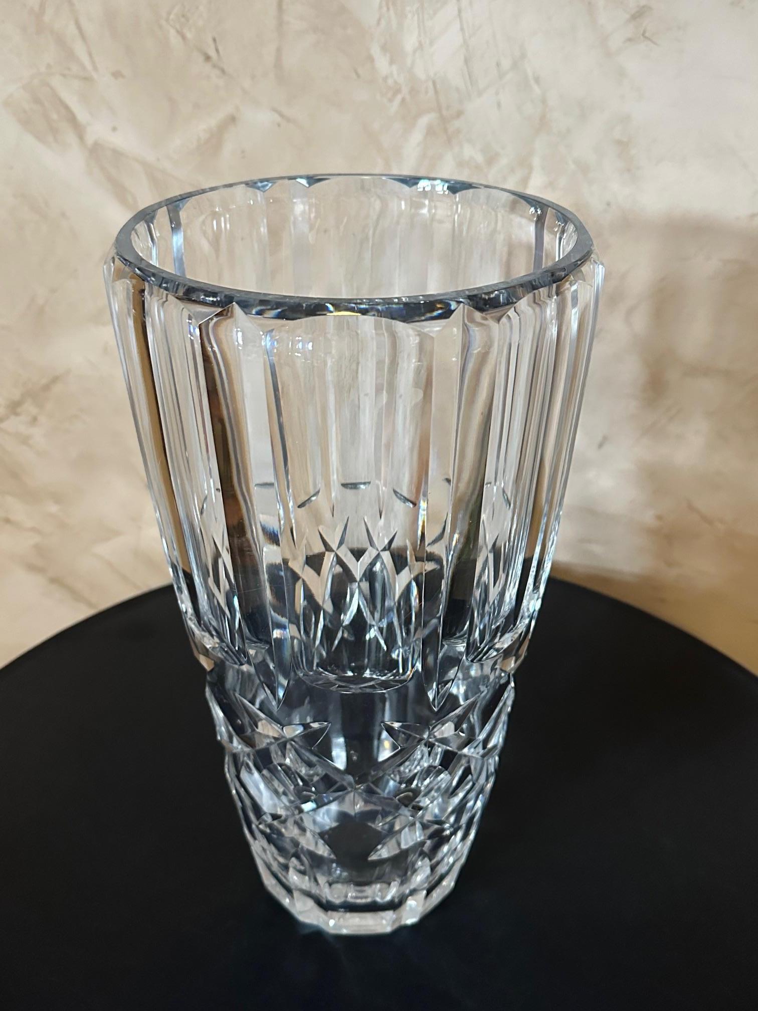Mid-20th Century 20th century French Large Crystal Vase Signed by Schneider  For Sale