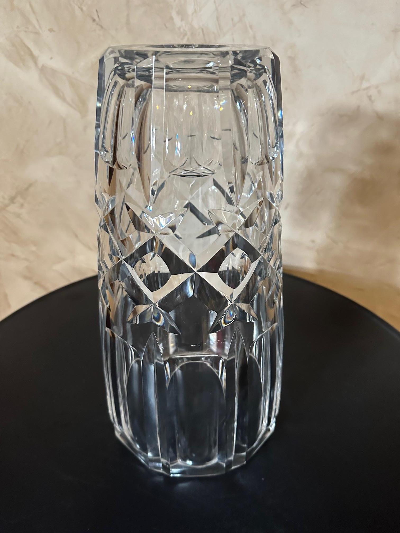 20th century French Large Crystal Vase Signed by Schneider  For Sale 5