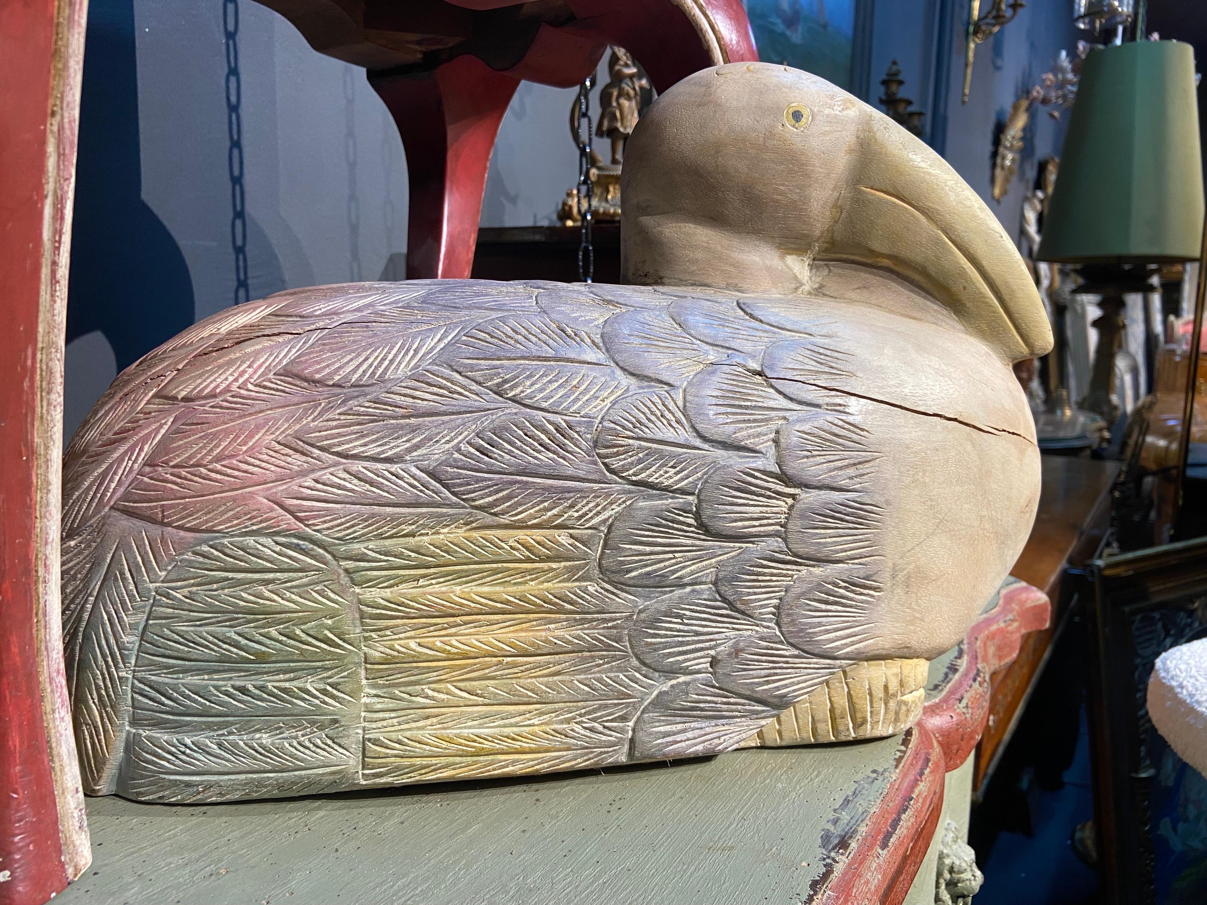 Grands oiseaux décoratifs français du 20ème siècle sculptés et peints à la main en vente 1