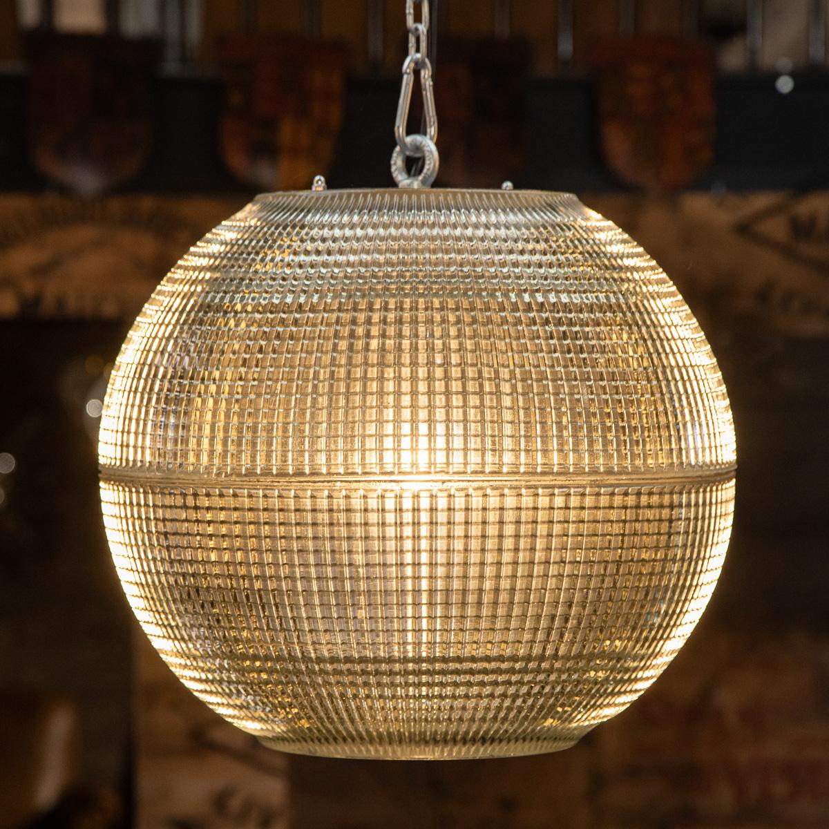 20th Century French Large Glass Holophane Light, c.1970 For Sale 2