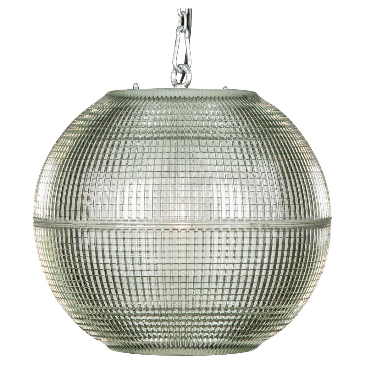 20th Century French Large Glass Holophane Light, c.1970 For Sale