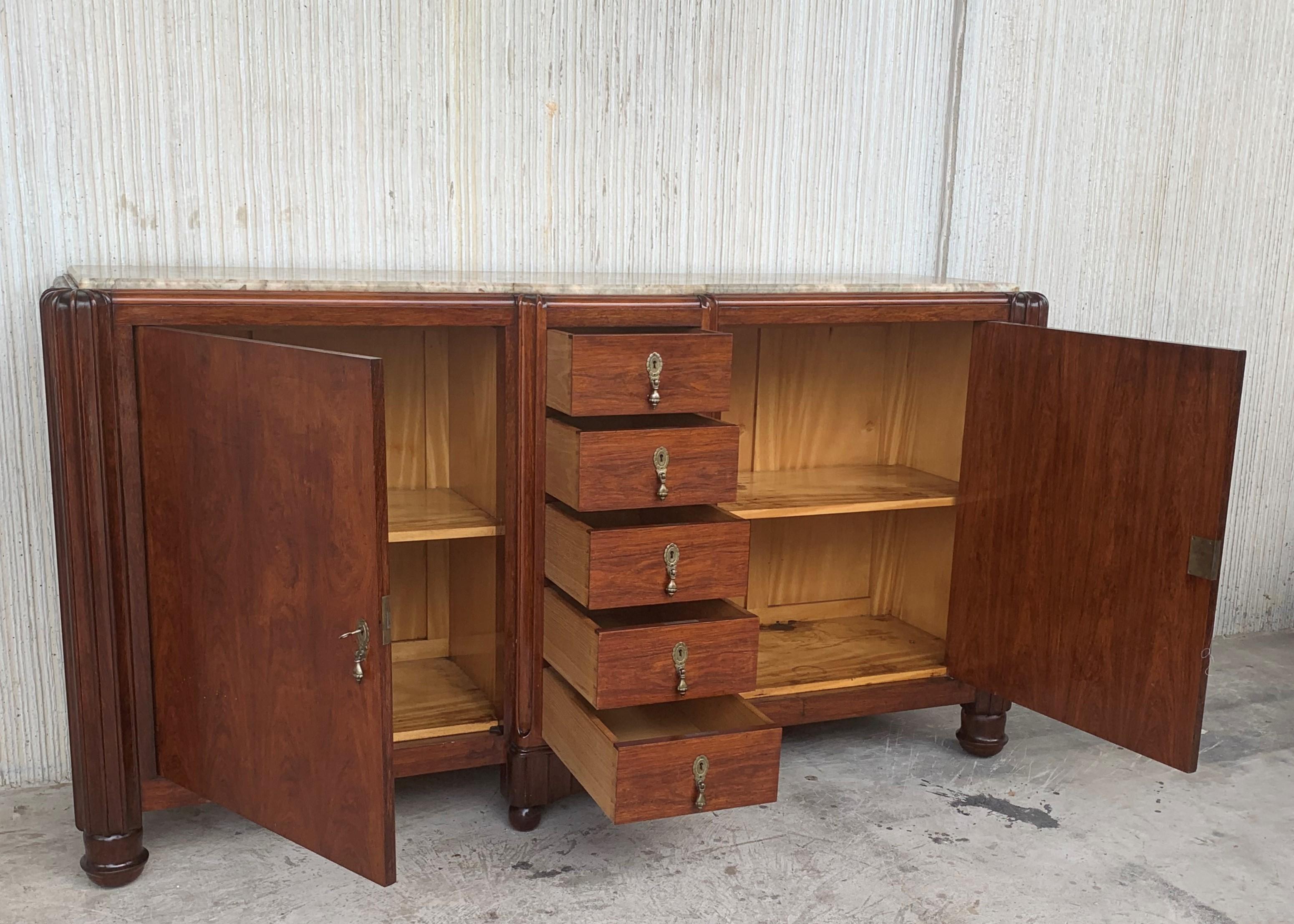 20th Century French Large Mahogany and Macassar Art Deco Sideboard For Sale 6