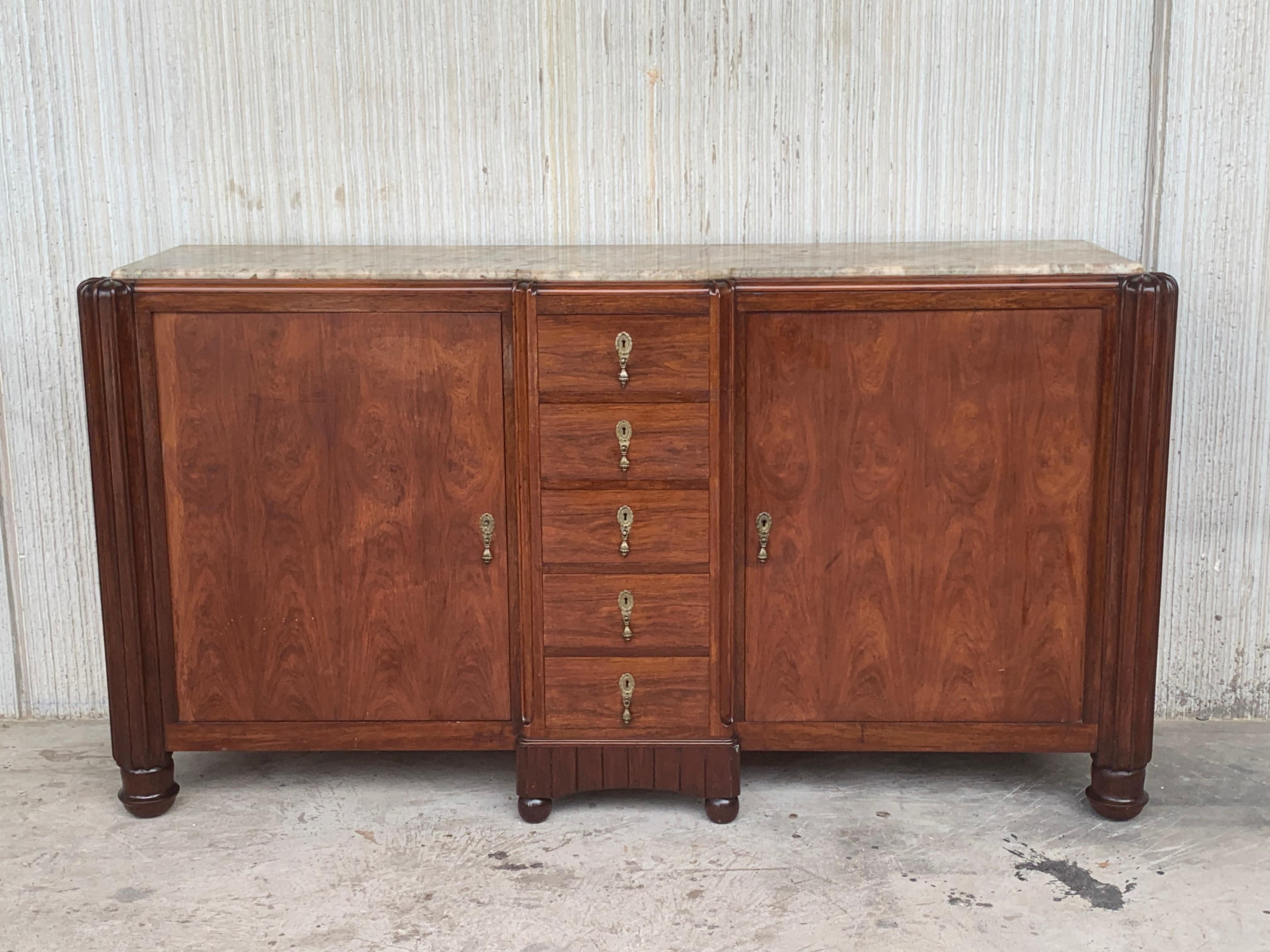 20th Century French Large Mahogany and Macassar Art Deco Sideboard For Sale 3