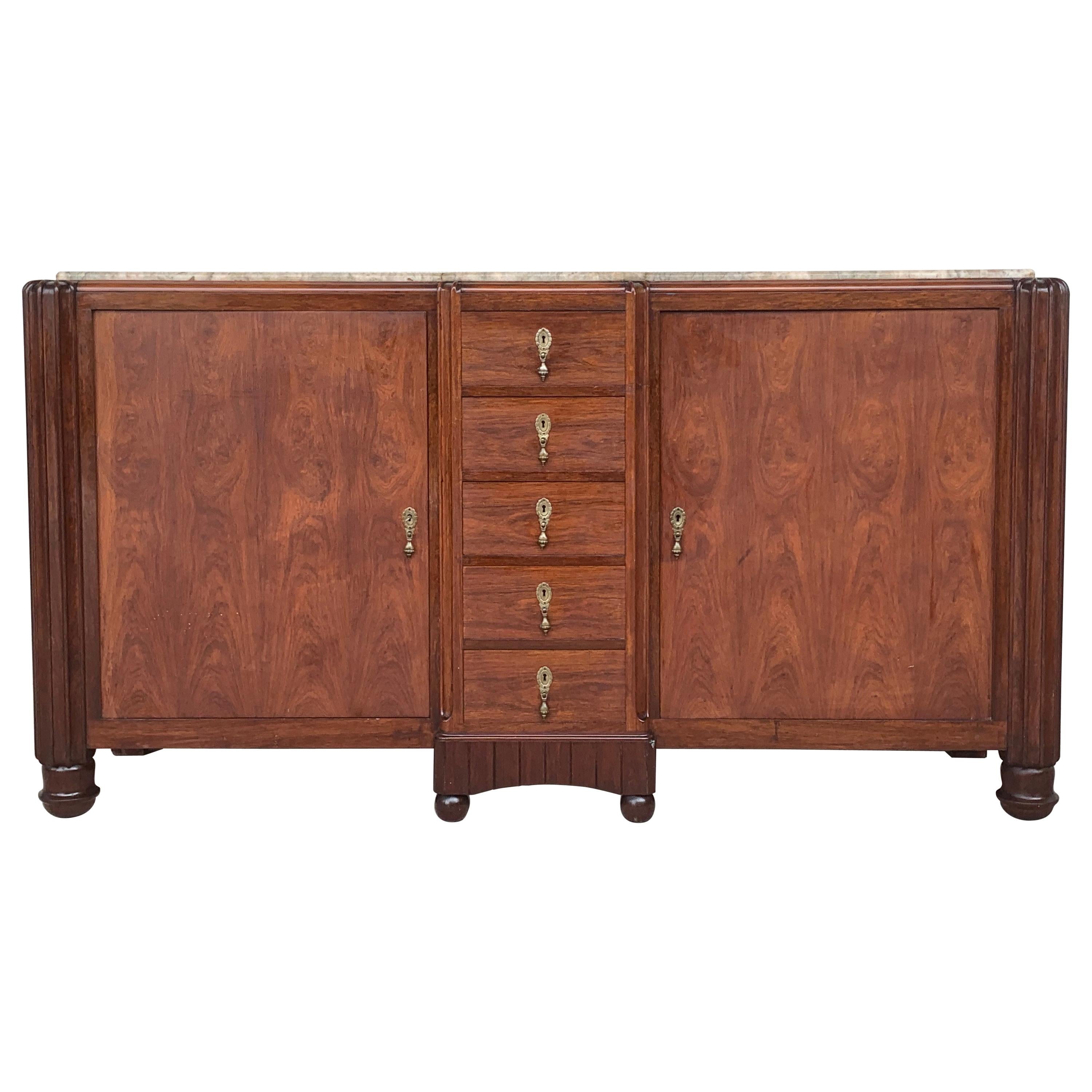 20th Century French Large Mahogany and Macassar Art Deco Sideboard For Sale
