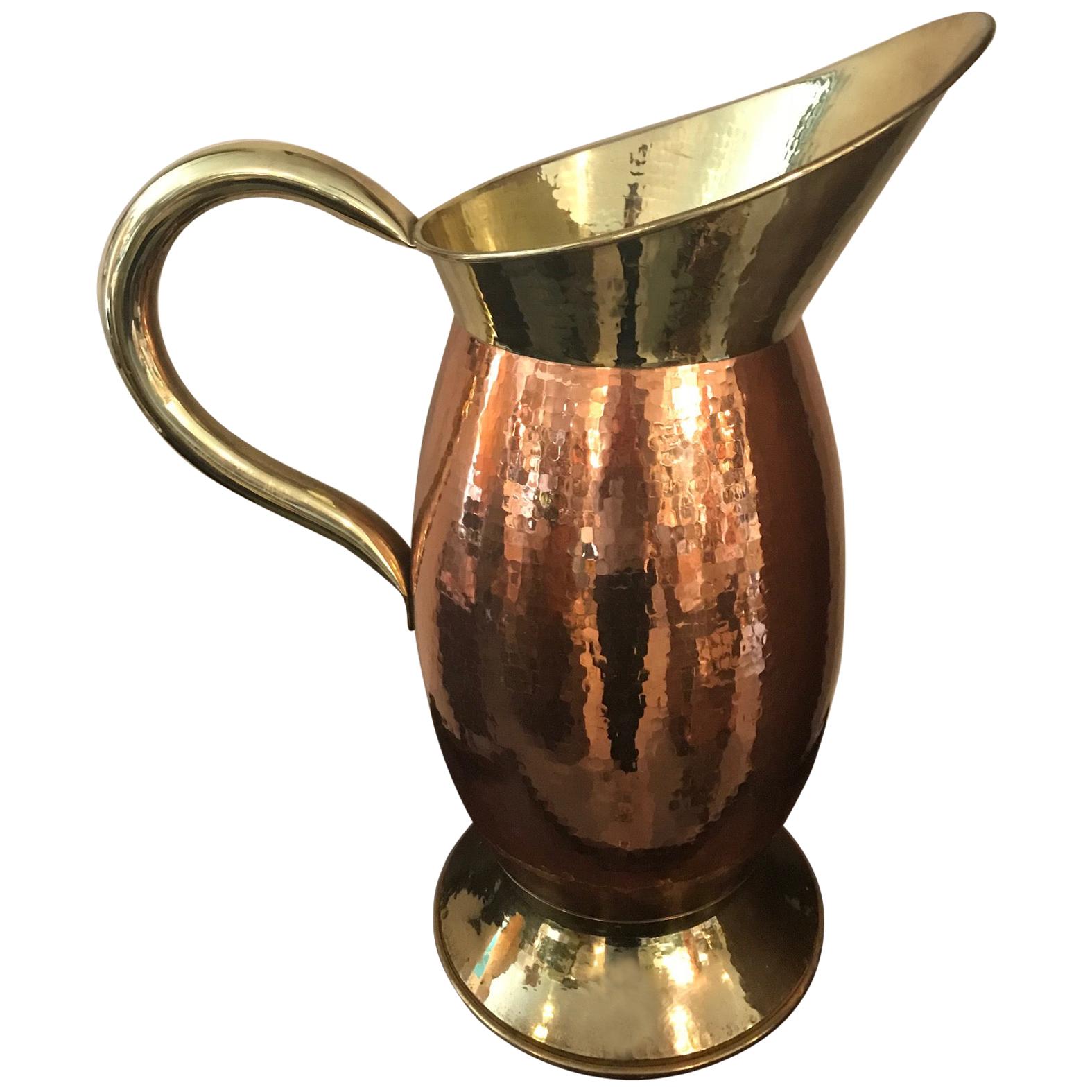 Large Vintage Copper Pitcher 2 For Sale on 1stDibs