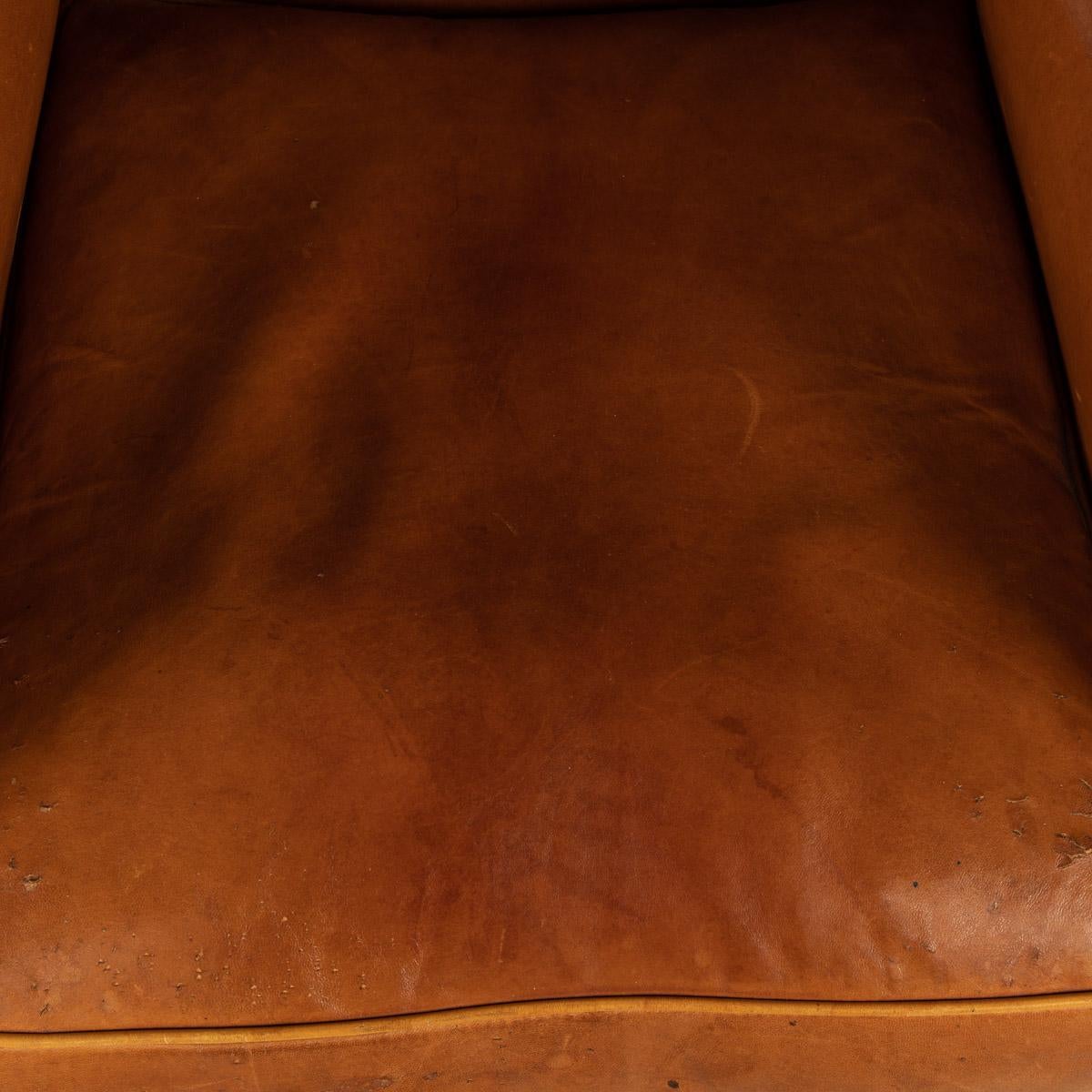 20th Century French Leather Wing Back Armchair, c.1960  7