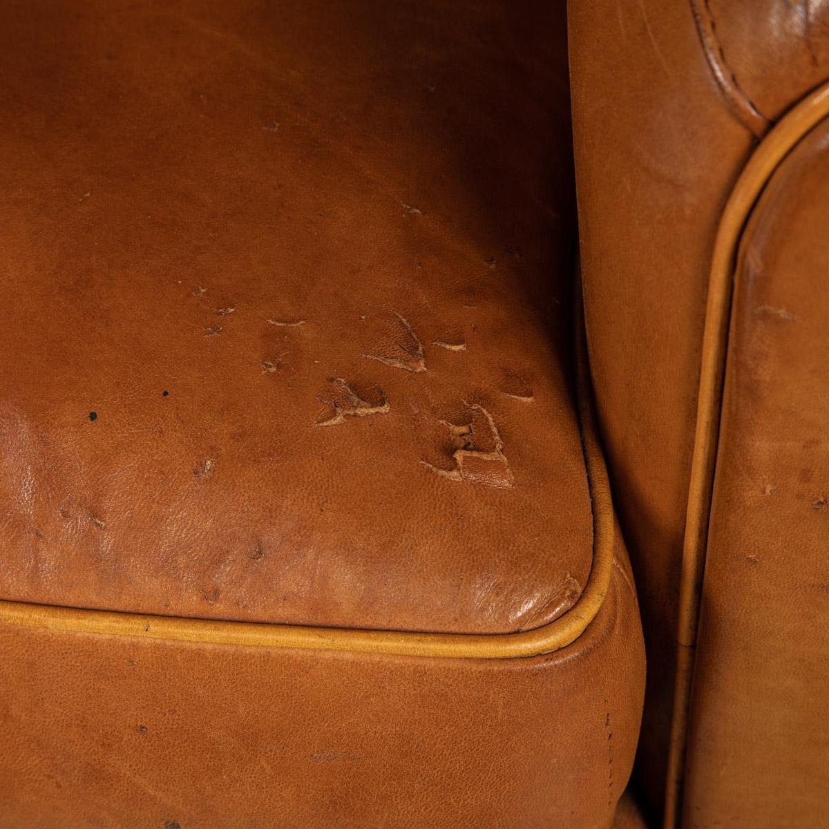 20th Century French Leather Wing Back Armchair, c.1960  10
