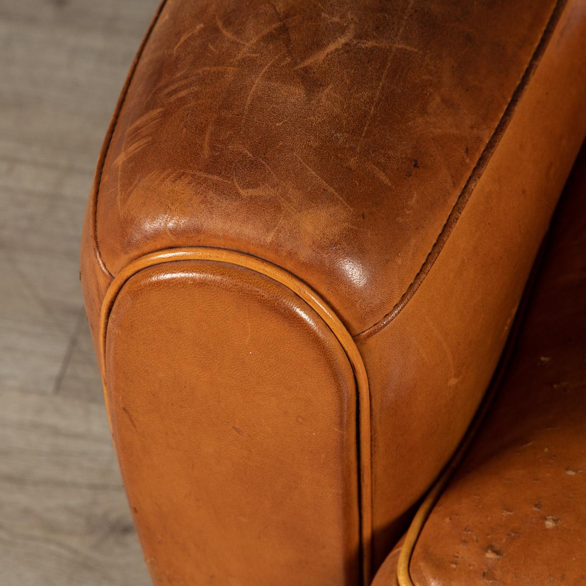 20th Century French Leather Wing Back Armchair, c.1960  13