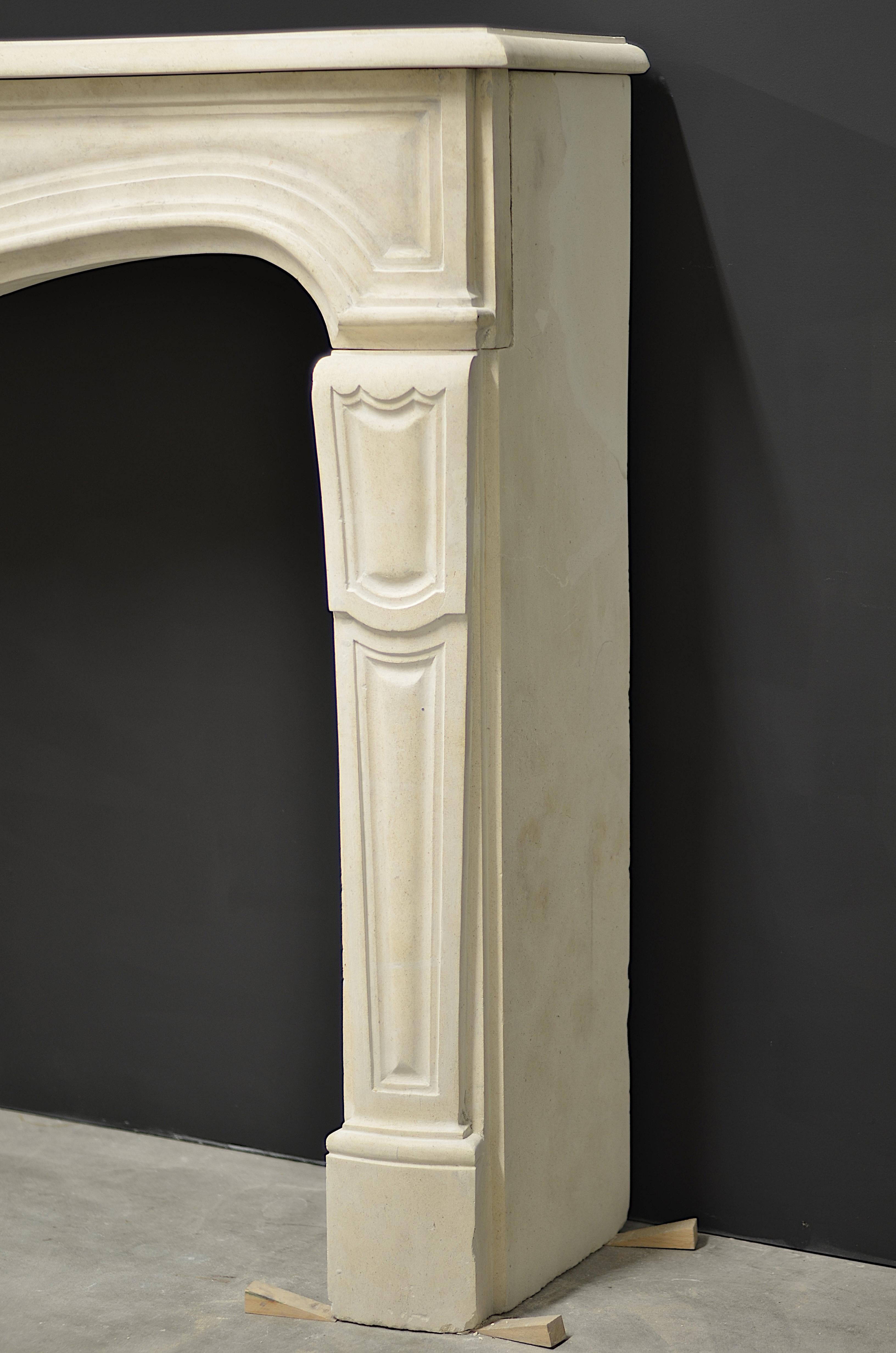 20th Century French Limestone Louis XV Fireplace Mantel For Sale 7