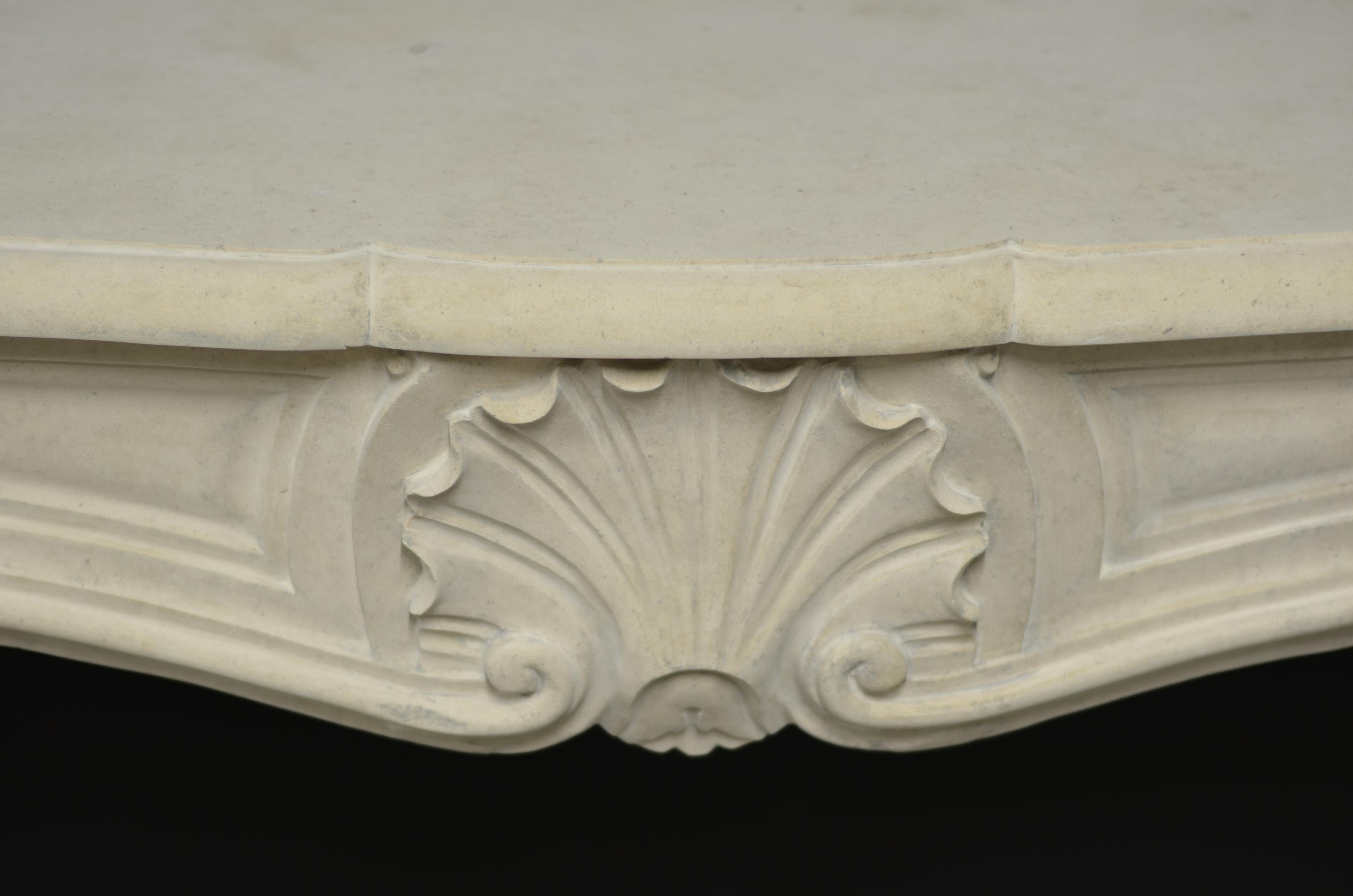 20th Century French Limestone Louis XV Fireplace Mantel For Sale 11